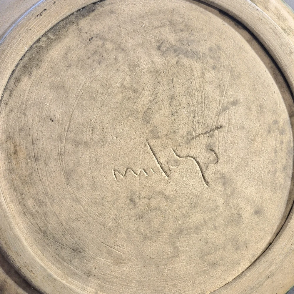 Vintage McCarty Pottery Jade And Nutmeg Round Platter 13+" Signed - Picture 2 of 8